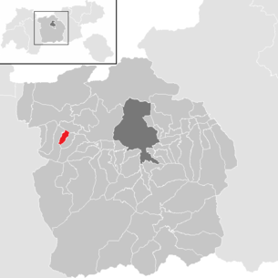 Lage der Gemeinde Polling in Tirol im Bezirk Innsbruck-Land (anklickbare Karte)