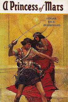 John Carter et Dejah Thoris dessinés par Frank Schoonover pour la première édition d'Une princesse de Mars d'Edgar Rice Burroughs (éditions McClurg, 1917).