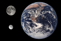Порівняння розмірів Землі, Місяця та Реї