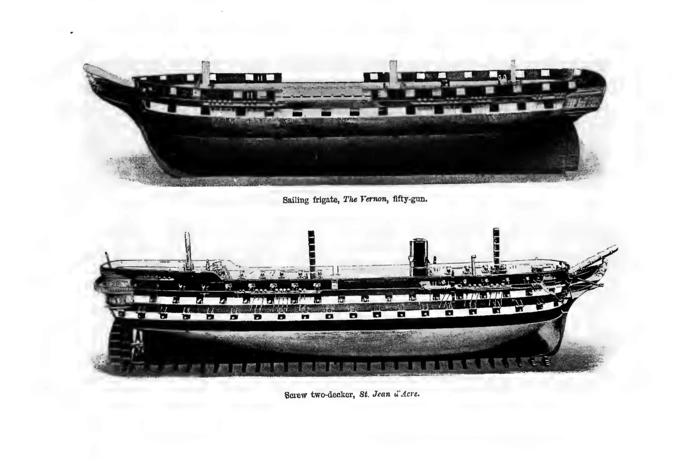 Sailing frigate The Vernon and Screw Two-decker St. Jean d'Acre