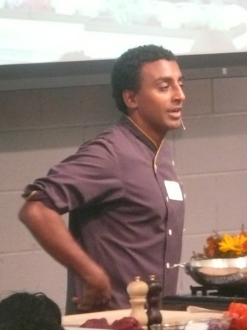 English: Marcus Samuelsson doing a lecture at ...
