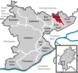 Läget för Schwalbach am Taunus i Main-Taunus-Kreis