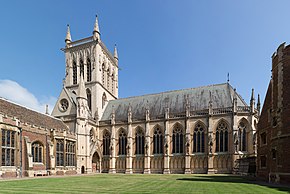 St John's College Chapel was designed by Sir George Gilbert Scott St John's College Chapel Court, Cambridge, UK - Diliff.jpg