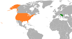 Map indicating locations of Yugoslavia and United States