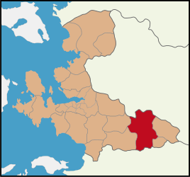 Map showing Ödemiş District in İzmir Province