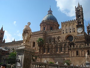 The flank of the Cathedral of Palermo (Sicily)...