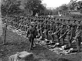 Gurkhas at kit inspection showing kukri in France during World War I