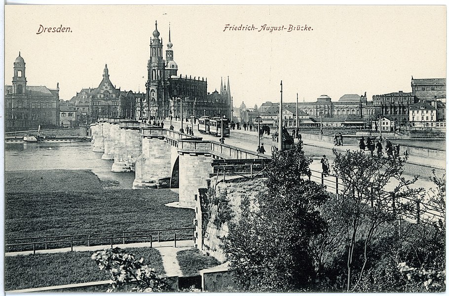 Dresden; Friedrich-August-Brücke, Brück & Sohn Kunstverlag Meißen, 1915, Nummer 18904