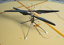 Prototype Mars helicopter, which first flew in a pressure chamber simulating the Martian atmosphere on May 31, 2016 22372 PIA23159-16 Mars Helicopter Prototype.jpg