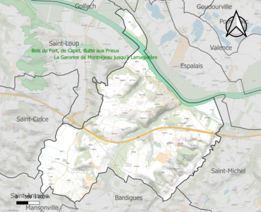 Carte de la ZNIEFF de type 1 sur la commune.