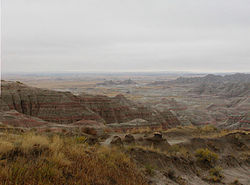 Badlands v severní části indiánské rezervace Pine Ridge