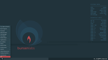 Captura de pantalla el escritorio de BunsenLabs Linux "Lithium 2.1", con Openbox como gestor de ventanas