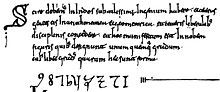 The first Arabic numerals in the West appeared in the Codex Albeldensis in Spain. Codex Vigilanus Primeros Numeros Arabigos.jpg
