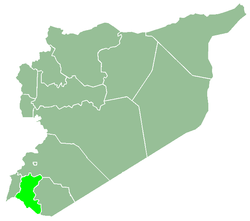 Dera İli'nin gösterildiği bir Suriye haritası.