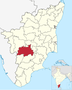 Dindigulin piirikunta Tamil Nadun kartalla.