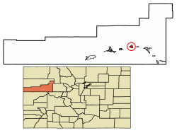 Location of New Castle in Garfield County, Colorado.