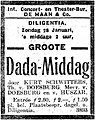 Advertentie Dada-matinee Den Haag, 28 januari 1923.