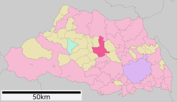Location of Higashimatsuyama in Saitama Prefecture