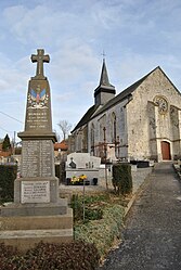 The monument to the dead and church of Humbert