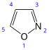 Isoxazole 2D numbered.svg