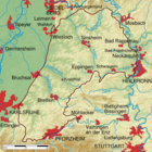 Фізична карта Крайхгау (межі позначено коричневим)