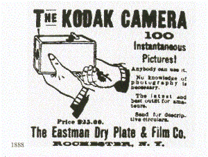 An advertisement from 1888 of the first Kodak ...