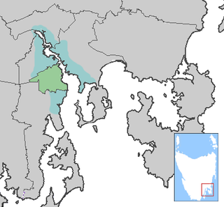 Grande Hobart com a LGA da Cidade de Hobart em verde