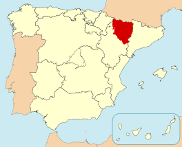 Ligging van Huesca in Spanje