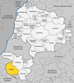 Elhelyezkedése Baden-Württemberg térképén