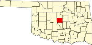 Карта Оклахомы с выделением округа Оклахома