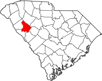 Locatie van Greenwood County in South Carolina