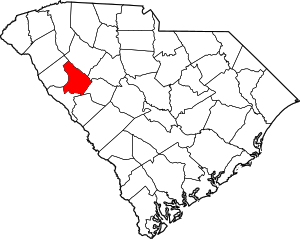 Карта Южной Каролины с указанием округа Гринвуд