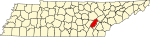 State map highlighting Rhea County