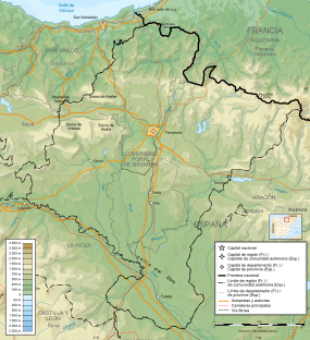 Mapa físico de Navarra