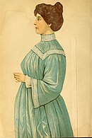 Woman in long sleeve maternity dress