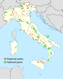 National and regional parks in Italy National and Regional Parks of Italy.svg