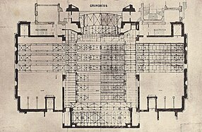 Plan d'étage du théâtre, présenté à l'exposition du théâtre allemand de 1927 à Magdebourg.