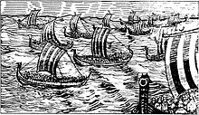 Флот короля Олава (иллюстрация из «Круга Земного», 1899)