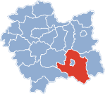 Localização do Condado de Nowy Sącz na Pequena Polónia.