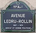 Plaque de rue de l’avenue Ledru-Rollin.