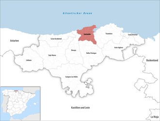 Die Lage der Comarca Santander in der autonomen Gemeinschaft Kantabrien