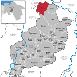 Läget för kommunen Stuhr i Landkreis Diepholz