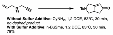Reaction in cyclohexanamine fails to proceed, but with neo-butyl methyl sulfide it runs to 79% yield.