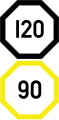 Speed limit for Thai railways. The upper figure shows the limit for diesel multiple units, while the lower limit applies to locomotive-hauled trains.
