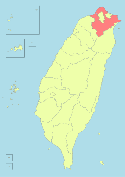 Uusi-Taipei korostettuna Taiwanin kartalla