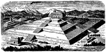 Artist's conception of what the Great Pyramid of Cholula might have looked like Teocalli vid Cholula, Nordisk familjebok bd 4.png