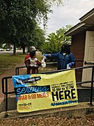 Terri Sewell distributing food relief in Alabama