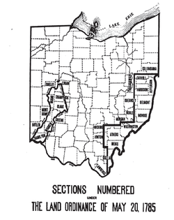 Locations in Ohio using Land Ordinance of 1785 Section Numbering Uses 1785 numbering.png