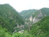 Blick auf die Straße von der Burg Poenari