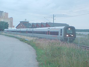 Öresundståg (X31) mot Köpenhamn har precis lämnat Sölvesborg.